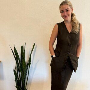 2-Piece Long Linen Vest/Skirt by Andrea Jovine